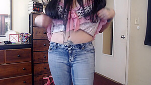 Blue Jeans Fetish Tearing Up Tight Denim Skinny Jeans