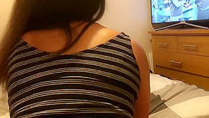 Bouncing on a cock, reverse cow girl