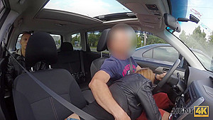 Boyfriend Is Sitting In The Backseat While Girl Makes Money