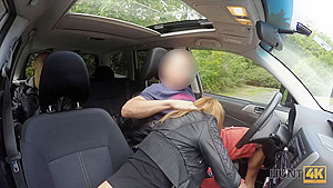 Boyfriend Is Sitting In The Backseat While Girl Makes Money