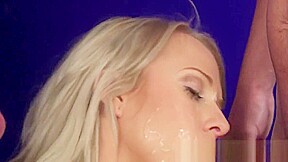 British spunk babe sucks cocks in threesome