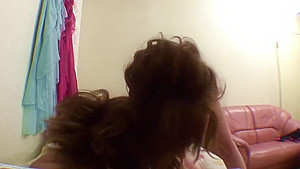 Brunette in sexy lingerie sucks hard cock in bed