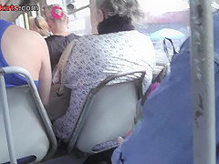 Bubble-butt milf caught wearing g-string in upskirt vid