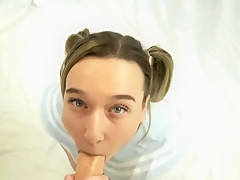 CUM ON MY FEET - FOOTJOB - CUTE - POV - BLOWJOB / YOURGYMGIRL