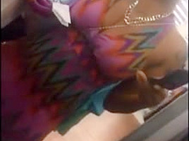 Candid boobs: slim busty black women (purple brown tops) 4