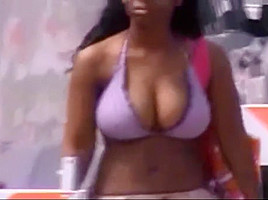 Candid boobs: slim busty black women (purple brown tops) 4