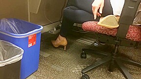 Candid shoeplay in office 2