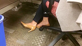 Candid shoeplay in office 2