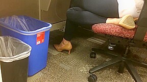 Candid shoeplay in office 2