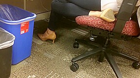 Candid shoeplay in office 2