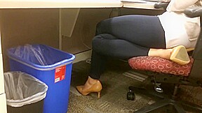 Candid shoeplay in office 2