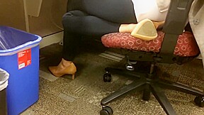 Candid shoeplay in office 2