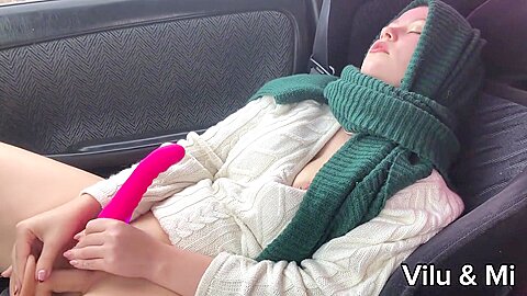 Catch Girl Masturbating In Car And Help Her To Cum