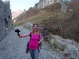 Caught! Recognized By Strangers While Hiking In The Mountains! Now Im Already Fucking In A Castle!