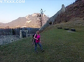 Caught! Recognized By Strangers While Hiking In The Mountains! Now Im Already Fucking In A Castle!