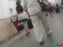Chick walks with her gf in the upskirt scene