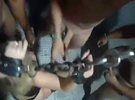 Chubby white sex slave gets chained and black banged