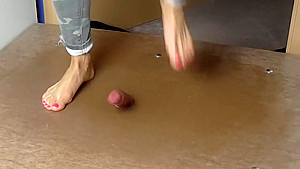 Cockcrush dancing and Nylon Condom Handjob with Cumshot