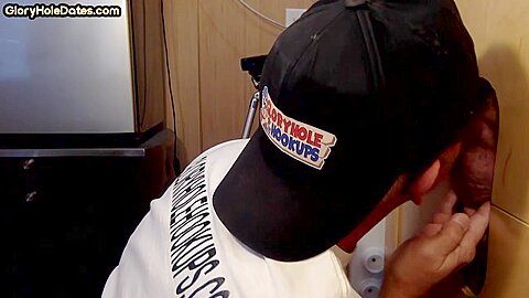Cockhungry gloryhole DILF sucks penis in homemade video