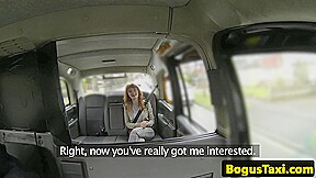 Cocksucking redhead facialized by taxi driver