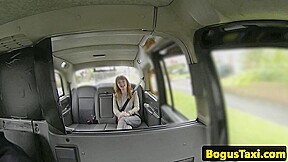 Cocksucking redhead facialized by taxi driver