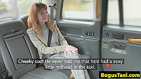 Cocksucking redhead facialized by taxi driver