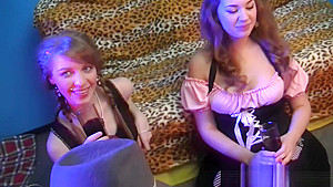 College dorm teens 18+ in lesbian dress up party