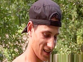 College teen 18+ jerking his dick outdoors