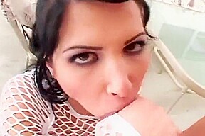 Couple Of Lusty Dudes Make Sandwitch With Ravenhaired Beauty