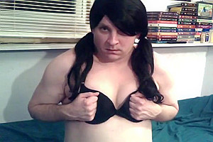 Crossdresser Rick Ryder With charming Pigtails