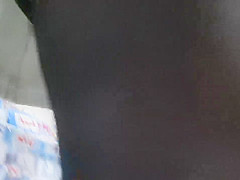 Crotchless pantyhose upskirt without panties
