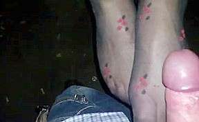 Cum on feet in public