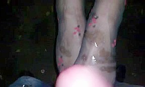 Cum on feet in public
