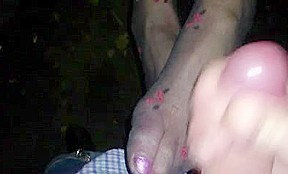 Cum on feet in public