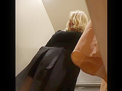 Curvy blonde woman with big boobs