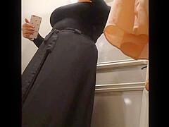 Curvy blonde woman with big boobs