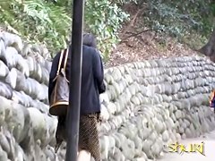Curvy carefree bimbo getting caught of her guard during public sharking