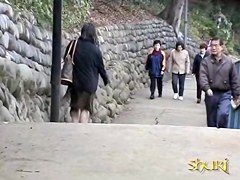 Curvy carefree bimbo getting caught of her guard during public sharking