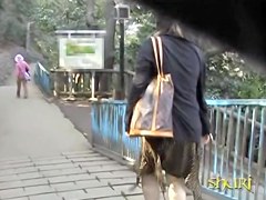 Curvy carefree bimbo getting caught of her guard during public sharking