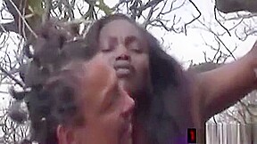 Cute African teen 18+ Gets Fucked In The Forest While Tied Up