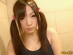 Cute Japanese teen 18+ Girl In Black Swimsuit
