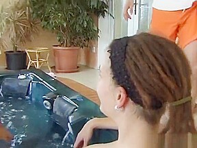 Cutie Pie Works White Dick In Her Hairy Ebony Muff And Ass