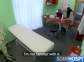 Damn hot brunette trainee gets trained by doctors big cock pounding her pussy