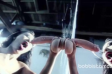 Dark Haired Asian Whore In Black Suit Shows Her Tight Butt Hole And Plays With A Dildo