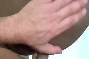 Dark Skinned Shemale With Big Cock Gets Her Big Tits Covered