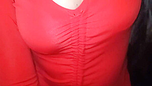 Delicious Latina With Red Dress And Hairy Vagina