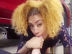 Ebony Chick Kendall Woods Gets Creamed In A Car Shop