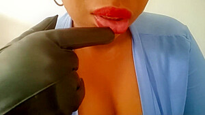 Ebony Girl In Biker Gloves Sucks A Dildo Passionately For You