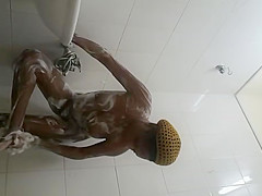 Ebony Joy teen 18+ shower spy