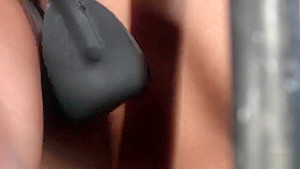 Ebony sub in different device bondage